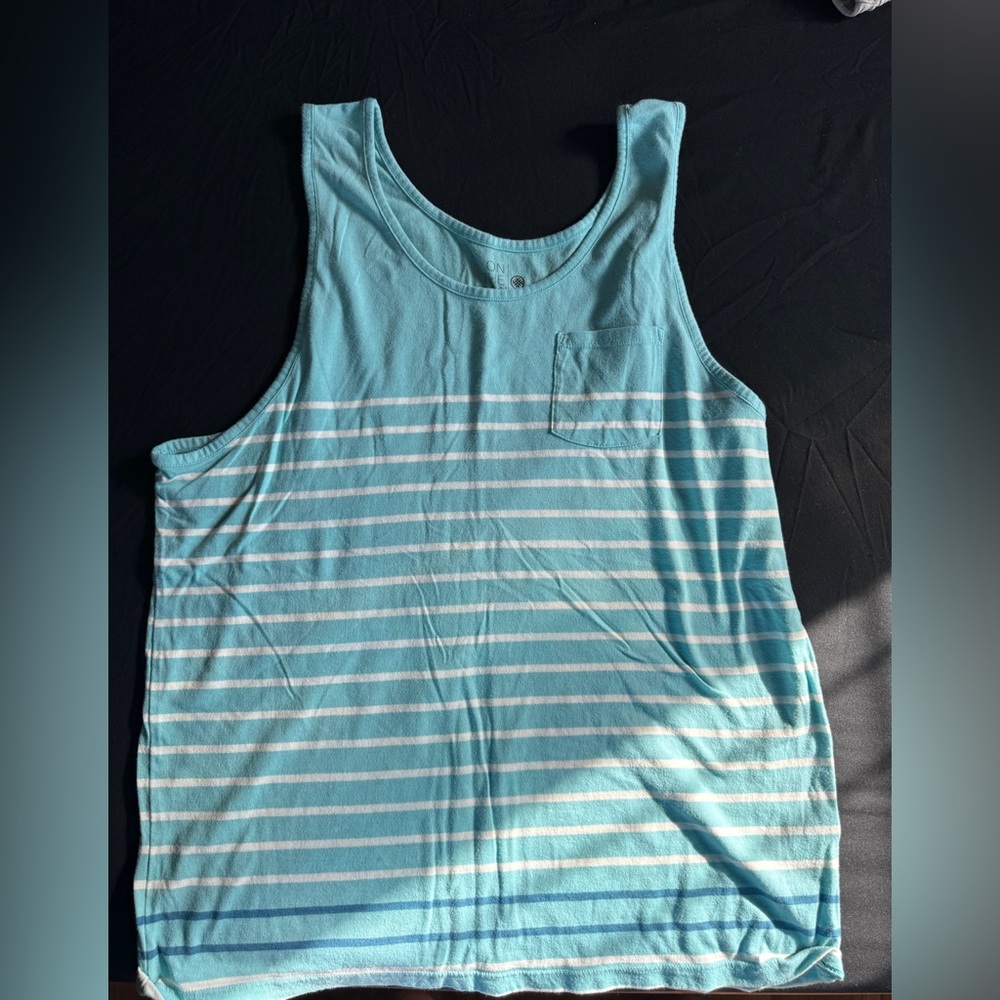 Strip Light Blue Tank Top